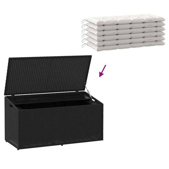 Coffre de Rangement Jardin Résine Tressée Étanche Anti-UV avec Vérin pour Balcon Terrasse Noir 110x50x58 cm – ComfortXL Outdoor Living - Image 7