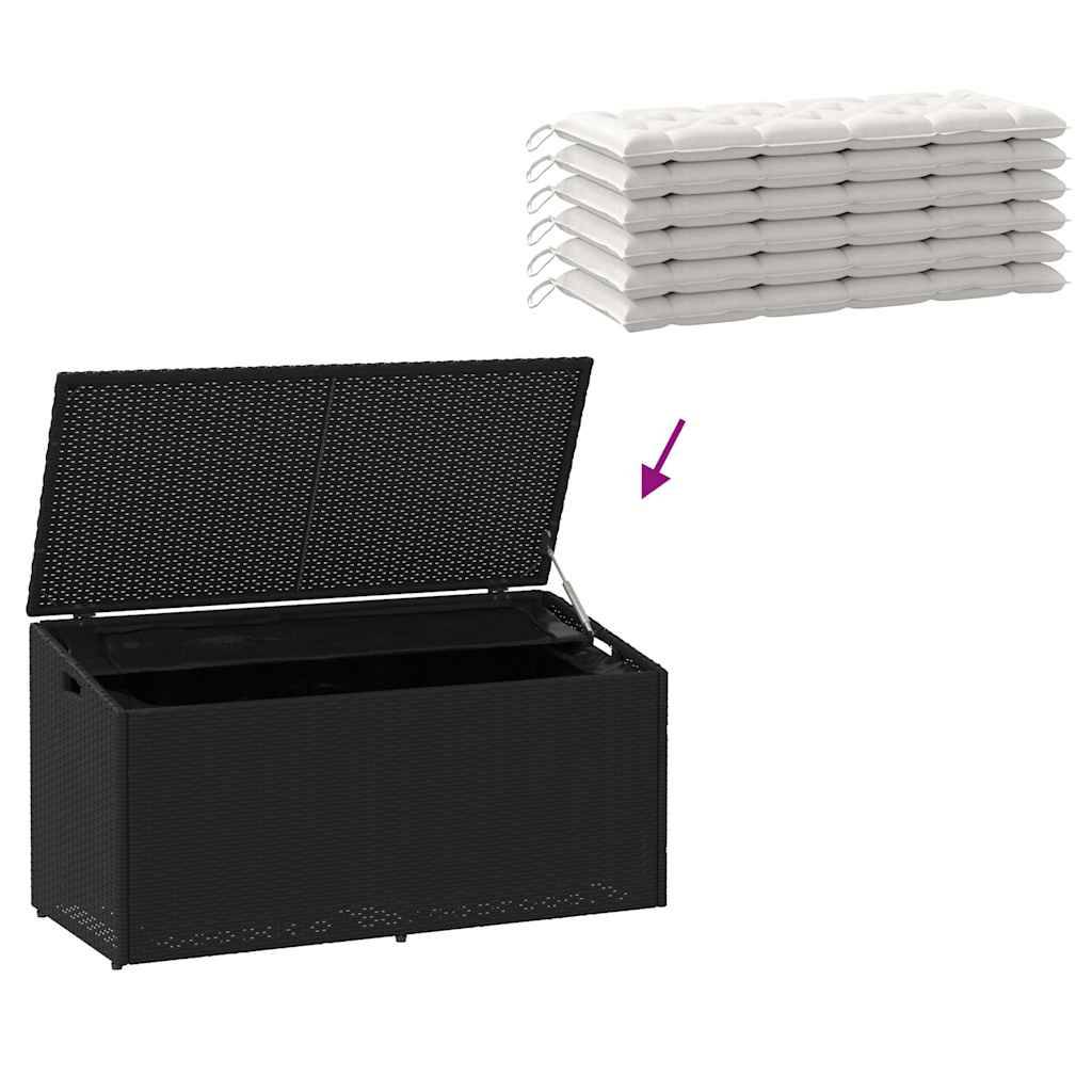 Coffre de Rangement Jardin Résine Tressée Étanche Anti-UV avec Vérin pour Balcon Terrasse Noir 110x50x58 cm – ComfortXL Outdoor Living - Image 7