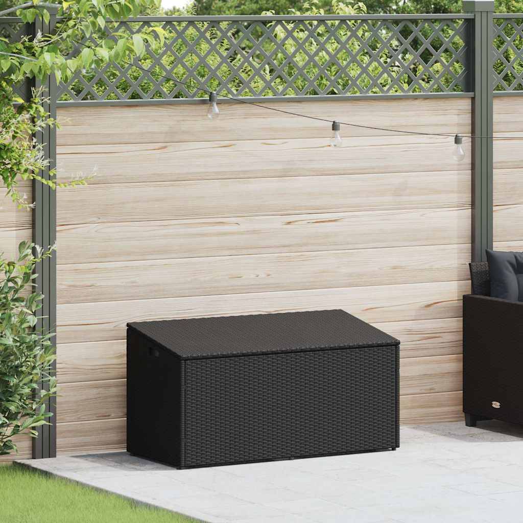 Coffre de Rangement Jardin Résine Tressée Étanche Anti-UV avec Vérin pour Balcon Terrasse Noir 110x50x58 cm – ComfortXL Outdoor Living - Image 2