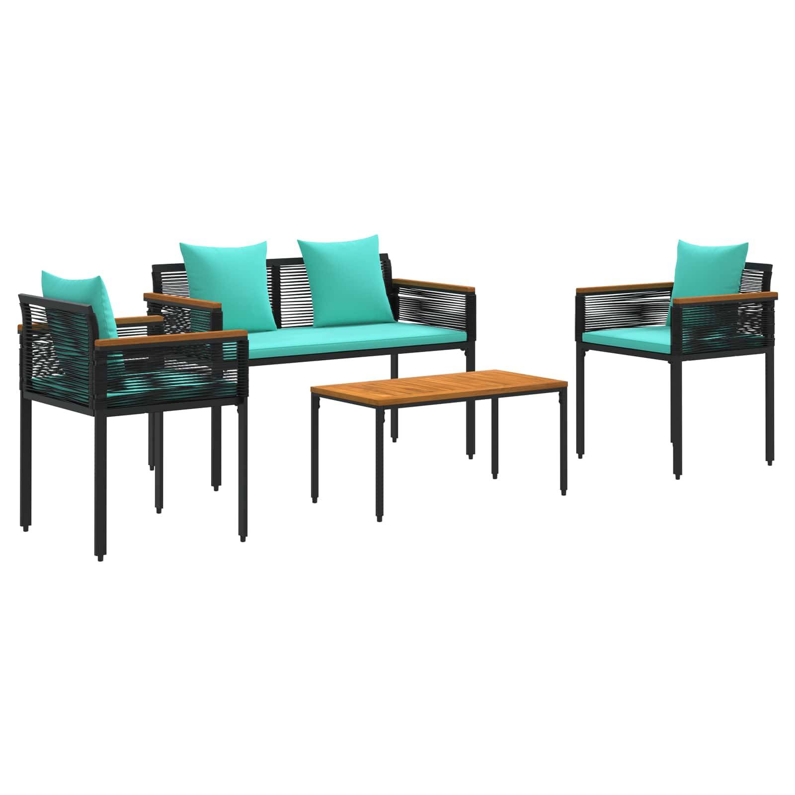 Vidaxl - Ensemble de meubles d'extérieur Noir et turquoise polyrotin vidaXL 42025230 - Image 2