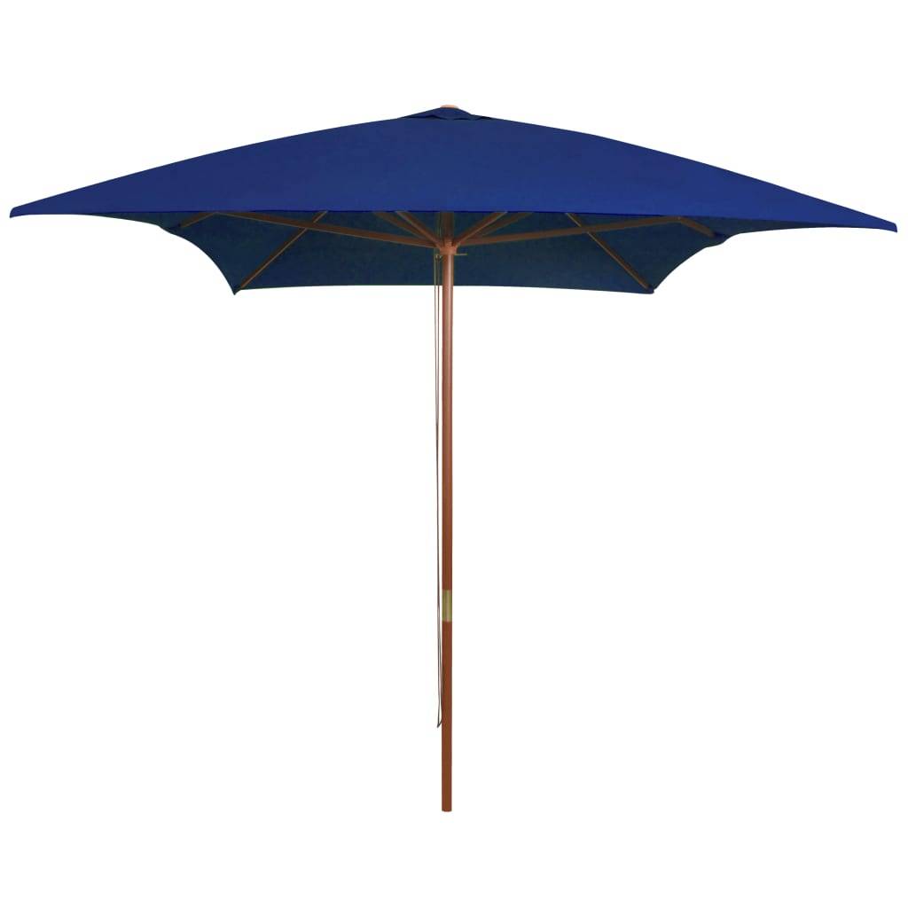 Helloshop26 - Parasol d'extérieur avec mât en bois 200 x 300 cm bleu - Imagen 1
