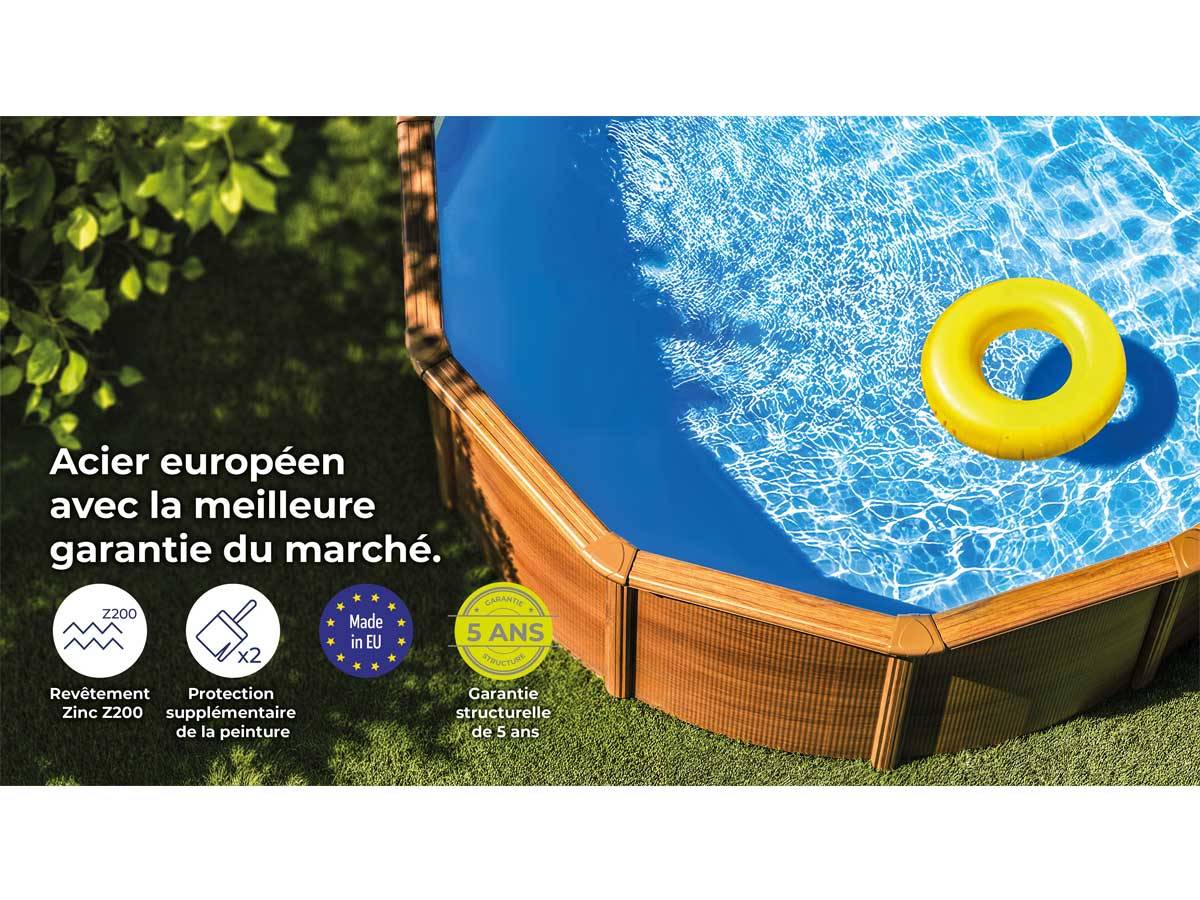 Gré - Kit piscine acier aspect bois Gré Amazonia ovale 6,34 x 3,99 x 1,32 m + Bâche d'hivernage + Bâche à bulles - Imagen 5