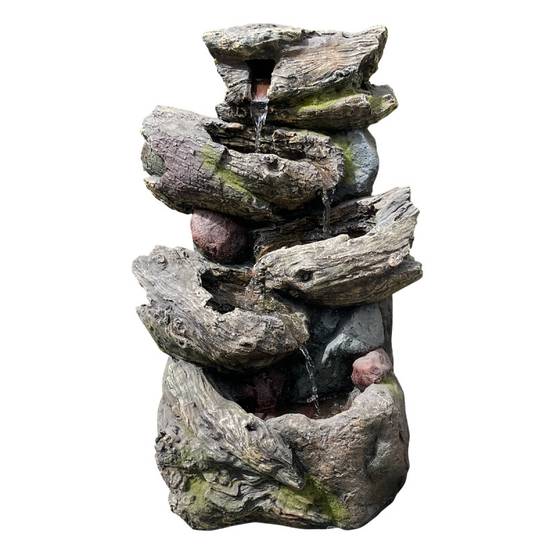 Fontaine de jardin solaire en polyrésine 38x36x58 cm avec LED et batterie Art-Pond marron gris - Image 3