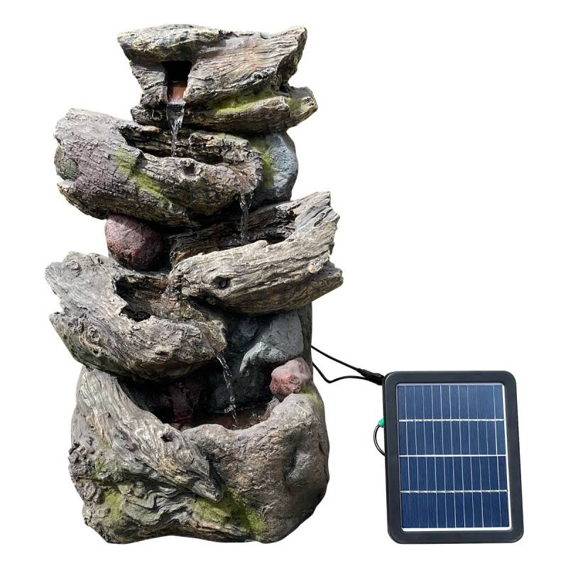 Fontaine de jardin solaire en polyrésine 38x36x58 cm avec LED et batterie Art-Pond marron gris - Image 4