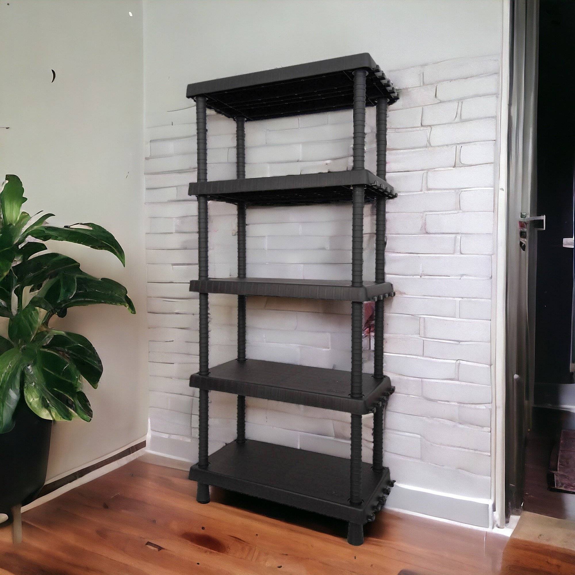 Dmora - Armoire d'extérieur Incourt, Etagère d'extérieur, Armoire polyvalente avec 3 étagères, 100% Made in Italy, Anthracite, 92x45h165 cm - Dmora - Imagen 2