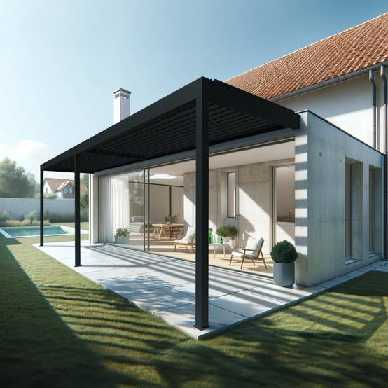 Pergola bioclimatique HELY 6,00x3,062m Vérin à télécommande (Gris anthracite) - Alia Productions - Imagen 2