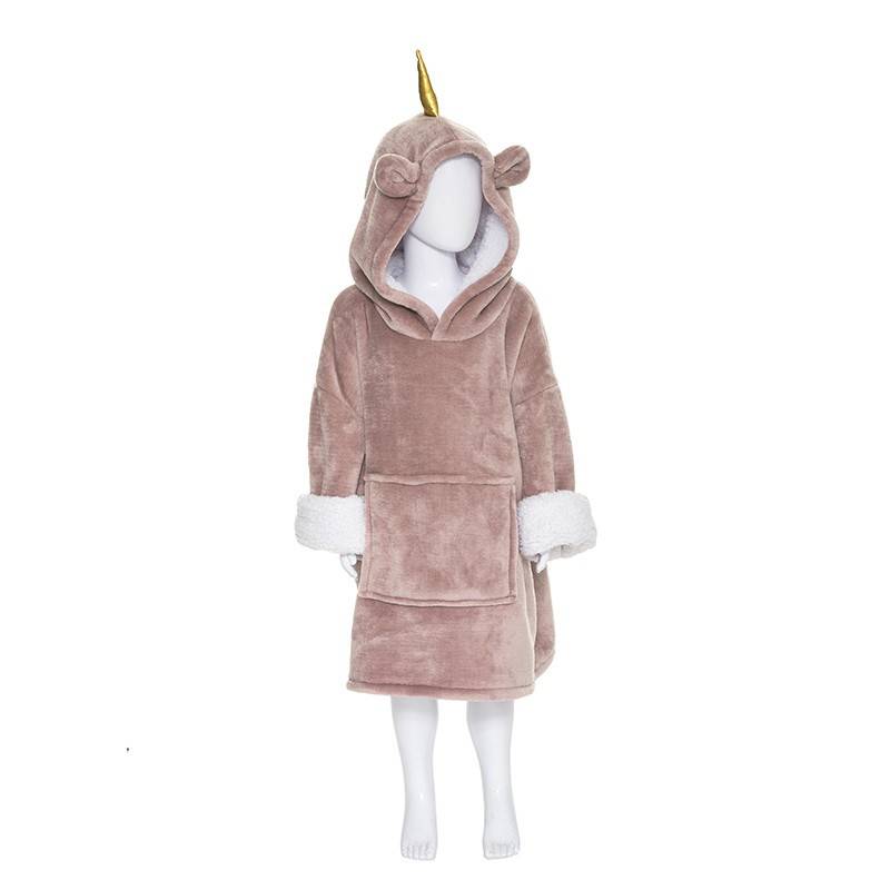 Sweat plaid à capuche licorne rose enfant Atmosphera - Image 1