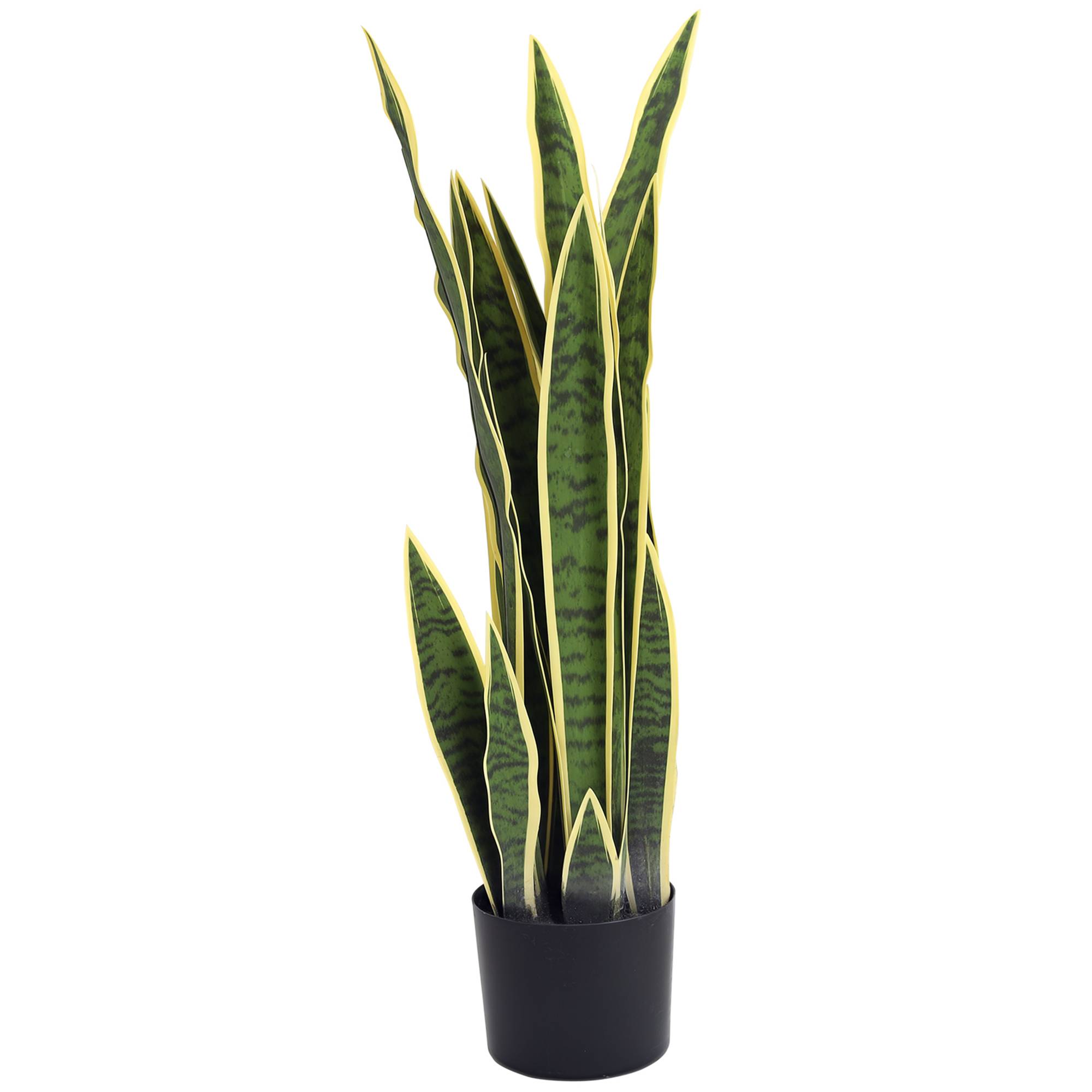 Sansevieria artificielle plante factice réaliste pot Ø15x80 cm verte jaune - Image 2