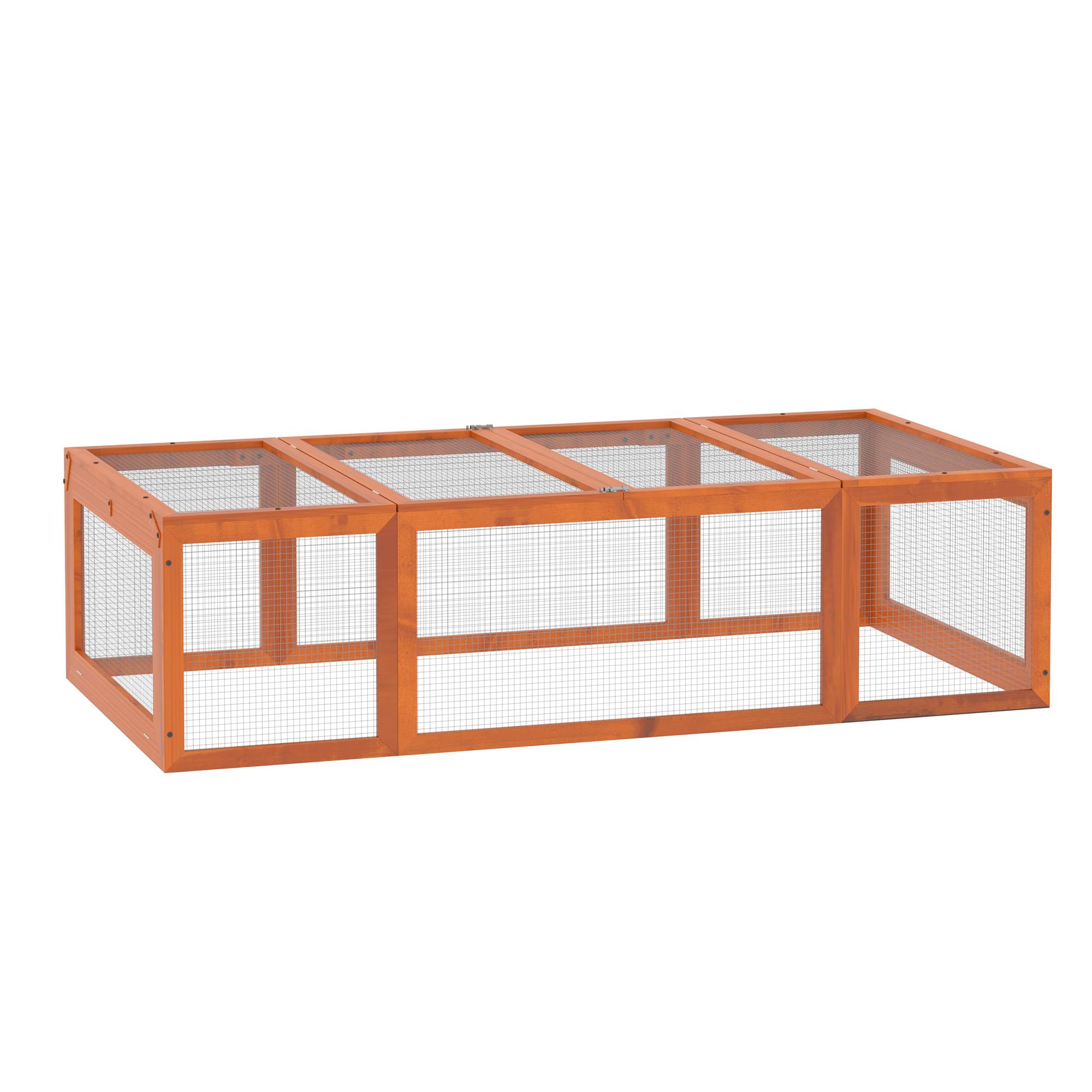 Sans Marque - Enclos extérieur petits animaux toit charnières bois sapin orange - Image 1