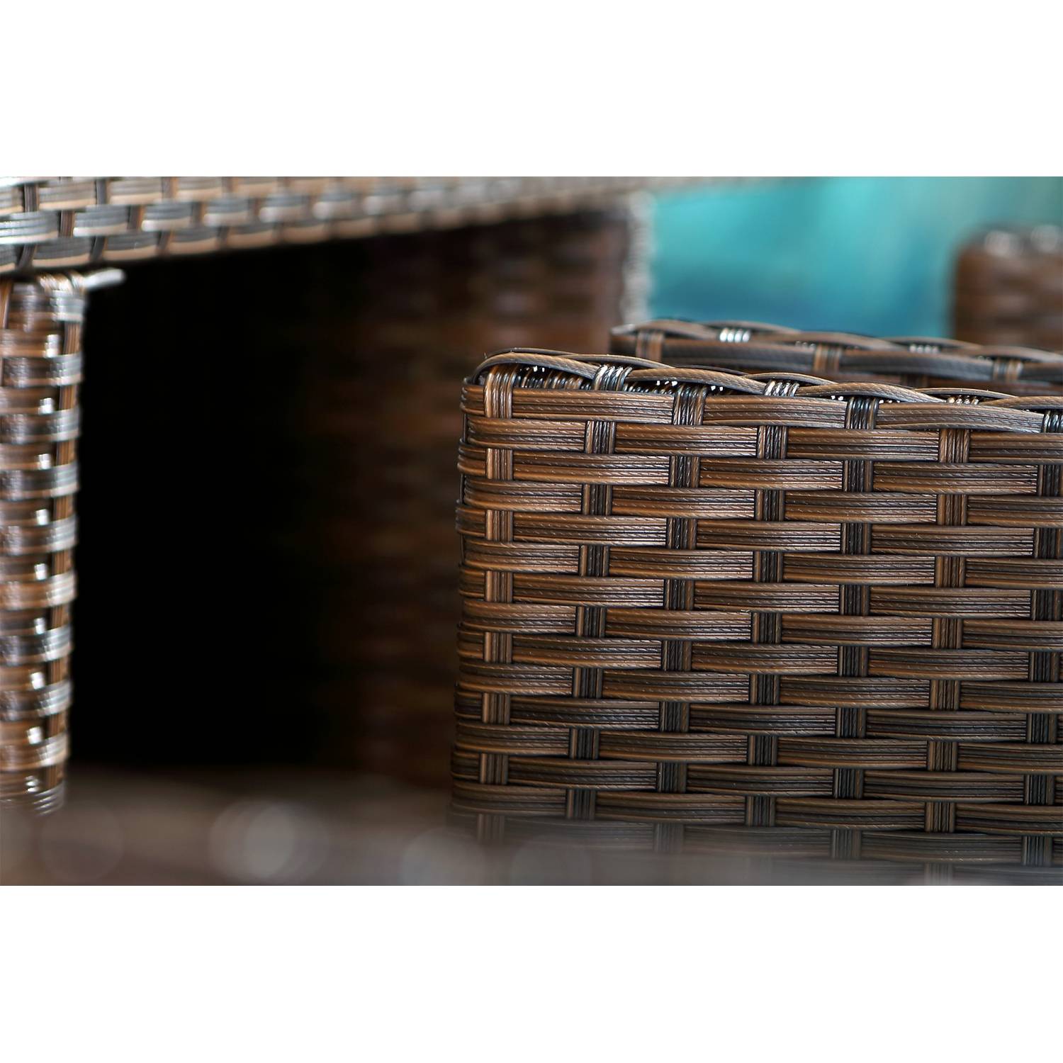 Salon de jardin 6 places marron-blanc + housse de protection MIAMI - Image 7