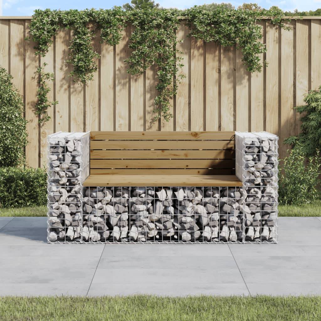 Maison Chic - Banc de jardin - Banc d'extérieur - Banquette design gabion 143x71x65,5cm bois de pin imprégné - Imagen 2