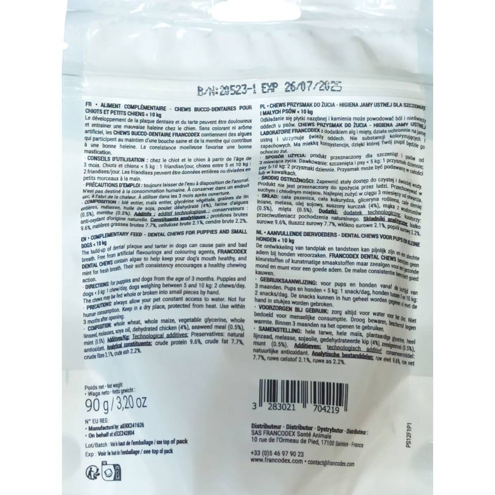 Francodex - Francodex - CHEWS bucco-dentaires 30 Friandises pour chiot et petit chien - Imagen 3