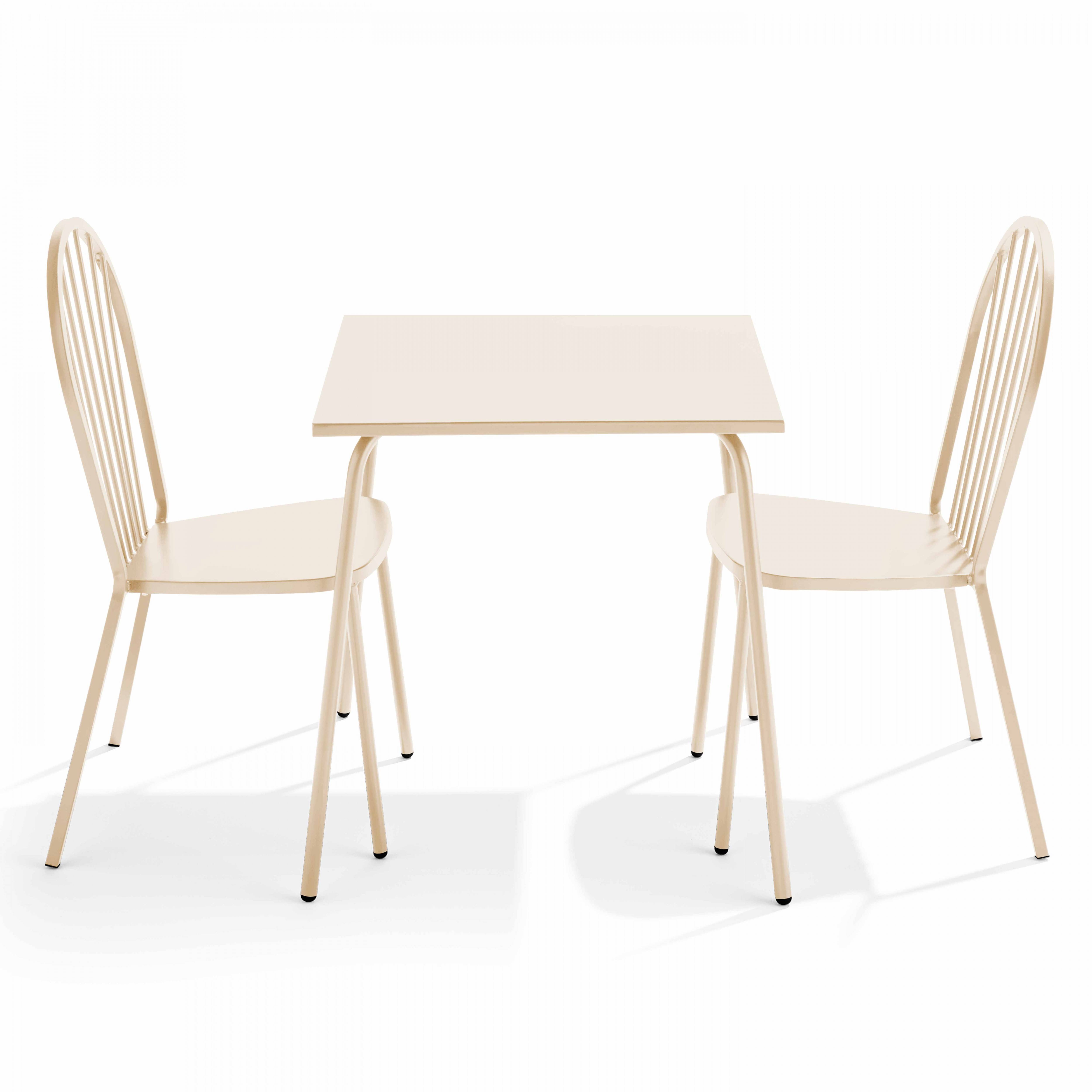 Oviala - Ensemble table de jardin bistrot et 2 chaises en acier ivoire Palavas - Oviala - Imagen 1