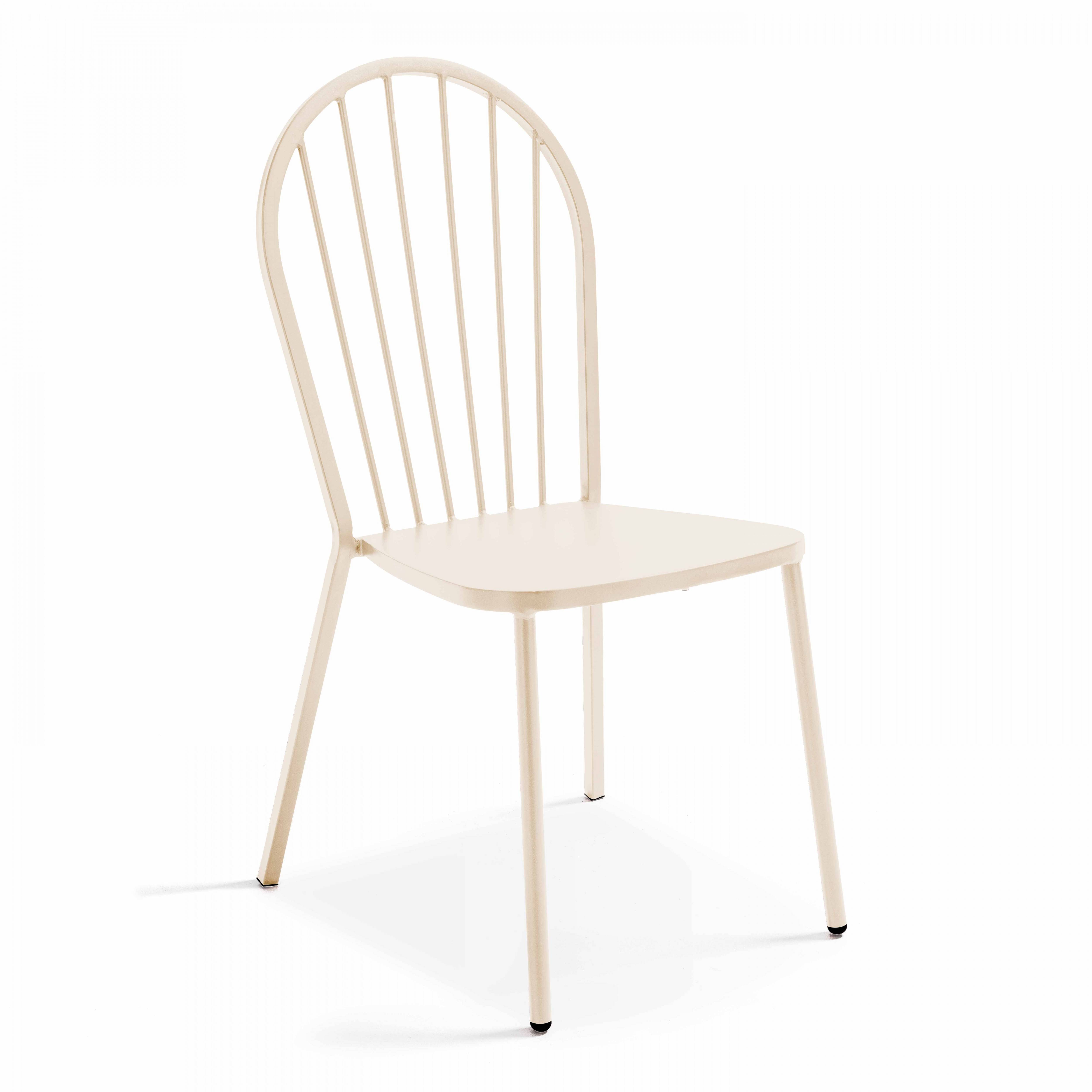 Oviala - Ensemble table de jardin bistrot et 2 chaises en acier ivoire Palavas - Oviala - Imagen 4