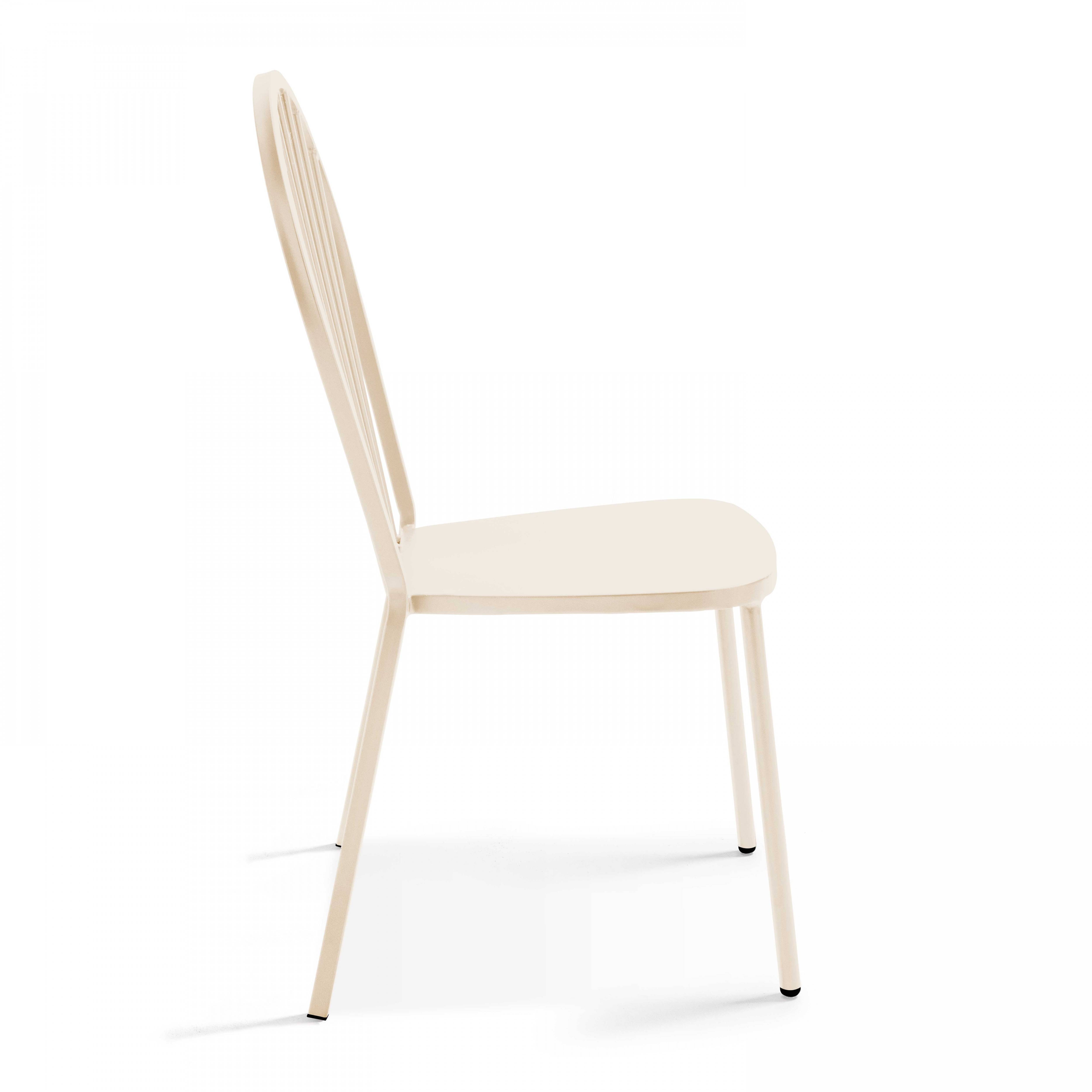 Oviala - Ensemble table de jardin bistrot et 2 chaises en acier ivoire Palavas - Oviala - Imagen 6