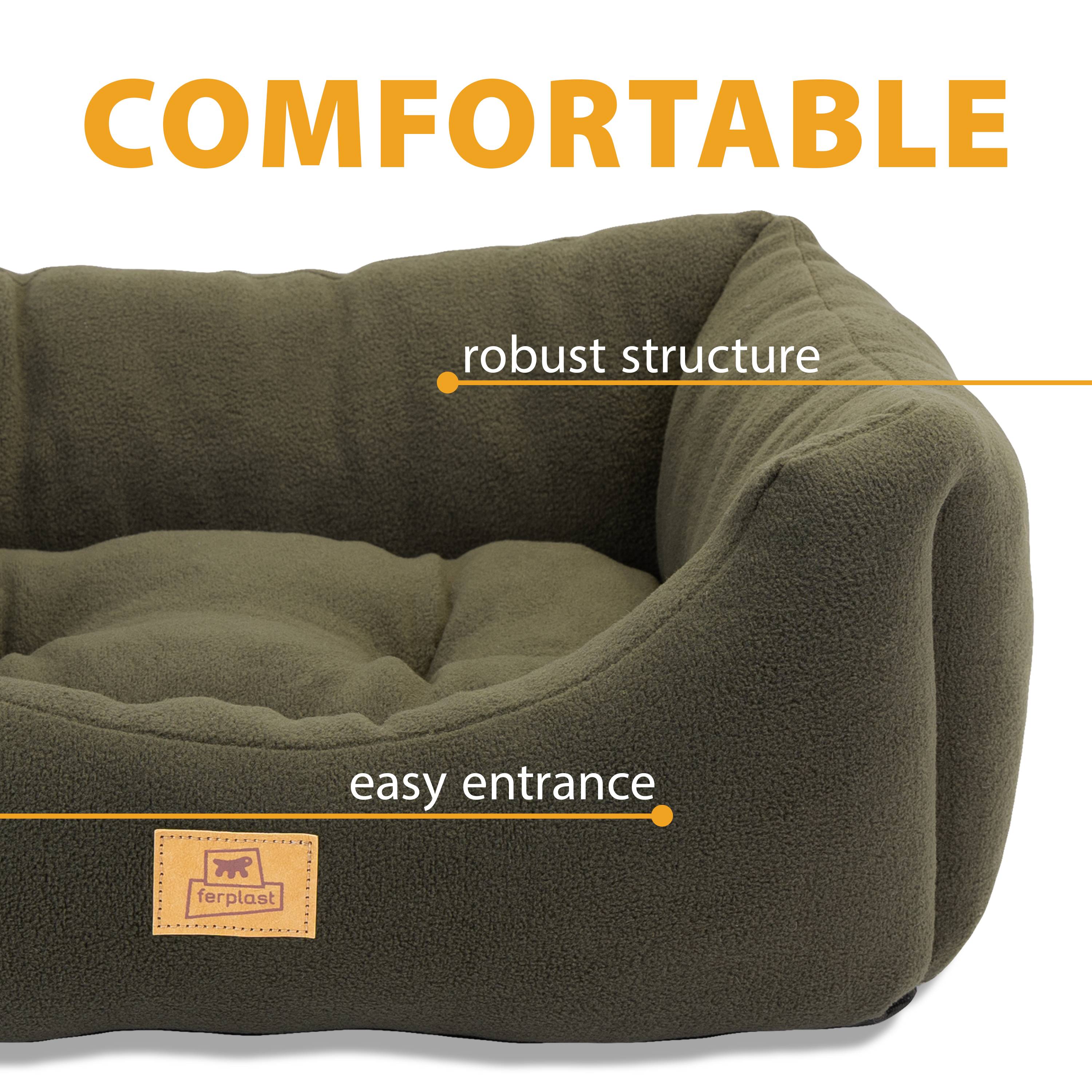Ferplast - Canapé Lit pour Chiens et Chats COCCOLO MICROFLEECE 50 Doux Micropolaire Lavable Gris - Imagen 5
