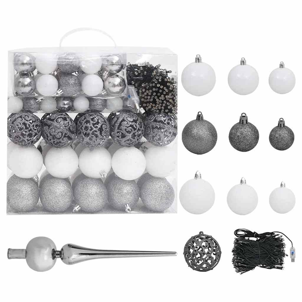 ComfortXL - Sapin de Noël artificiel Blanc 240cm PVC avec LED et boules – ComfortXL Outdoor Living - Image 5