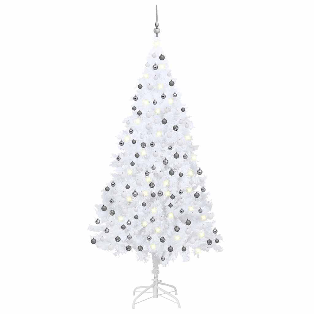 ComfortXL - Sapin de Noël artificiel Blanc 240cm PVC avec LED et boules – ComfortXL Outdoor Living - Image 1