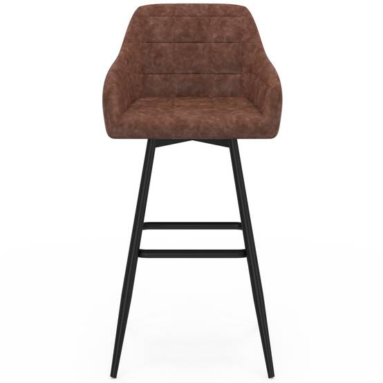 IDMARKET - Lot de 4 tabourets de bar MADY avec accoudoirs marron vintage - Image 3