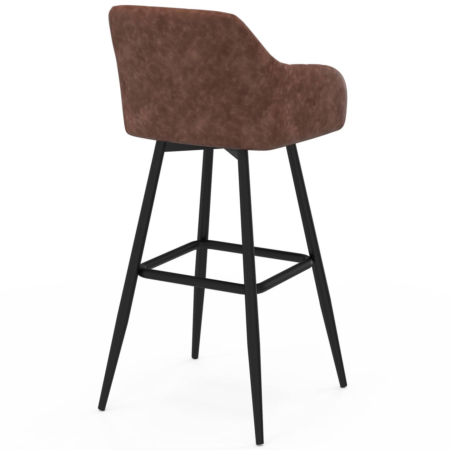 IDMARKET - Lot de 4 tabourets de bar MADY avec accoudoirs marron vintage - Image 4