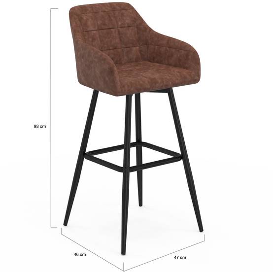 IDMARKET - Lot de 4 tabourets de bar MADY avec accoudoirs marron vintage - Image 5