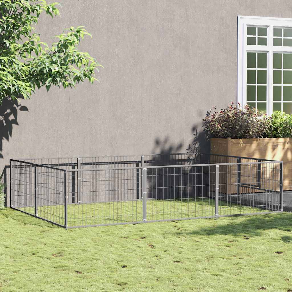 Vidaxl - Chenil Argenté 6 m² Acier vidaXL 3082119 - Imagen 1