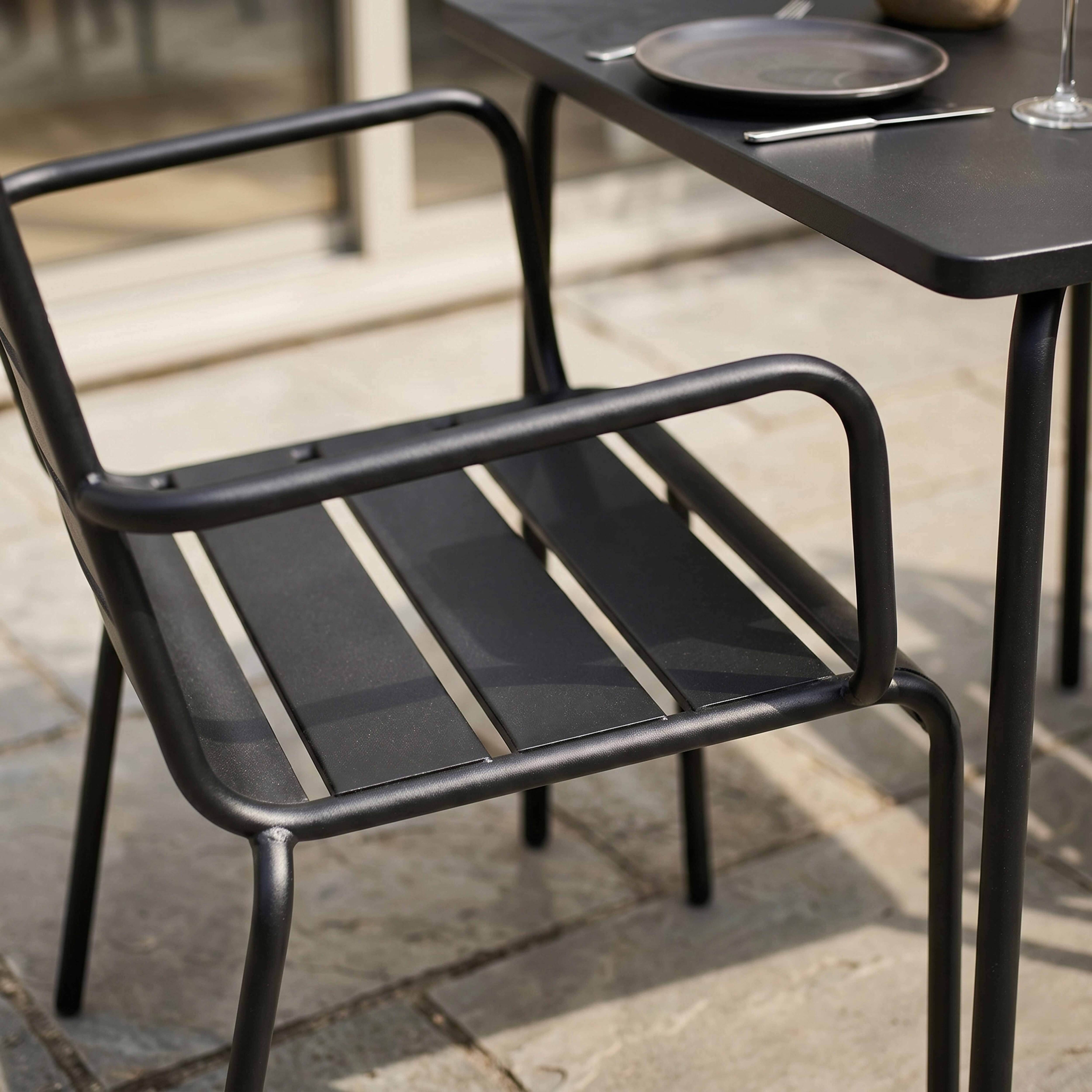 Oviala - Ensemble table de jardin carrée et 2 fauteuils acier gris Palavas - Oviala - Image 3