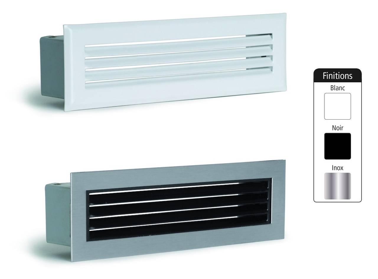 Grille de hotte à lamelles blanche avec pare-chocs – 190 x 60 mm