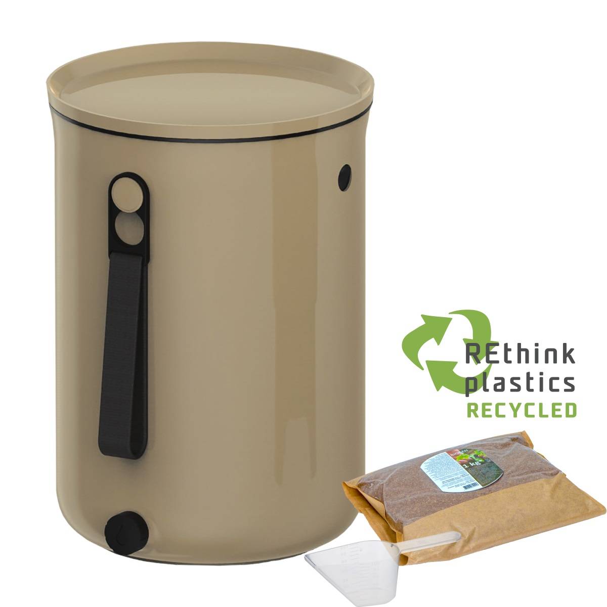 Composteur Bokashien Plastique recyclé,marron, 9,6l+1 kg d'activateur - Imagen 1