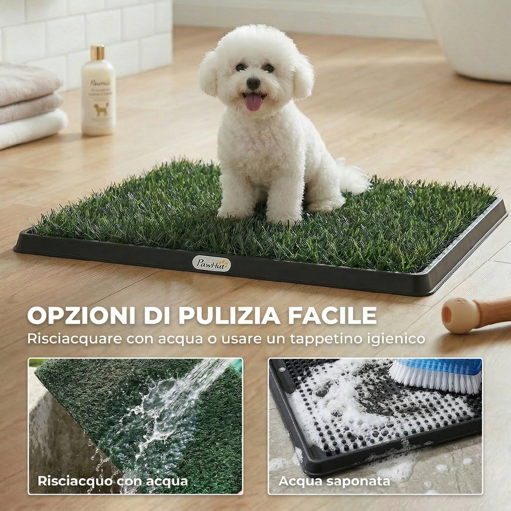 ComfortXL - Toilette pour chien en PP et PE 63 x 50,5 cm bac noir pour maison et balcon avec gazon synthétique drainant - Image 6