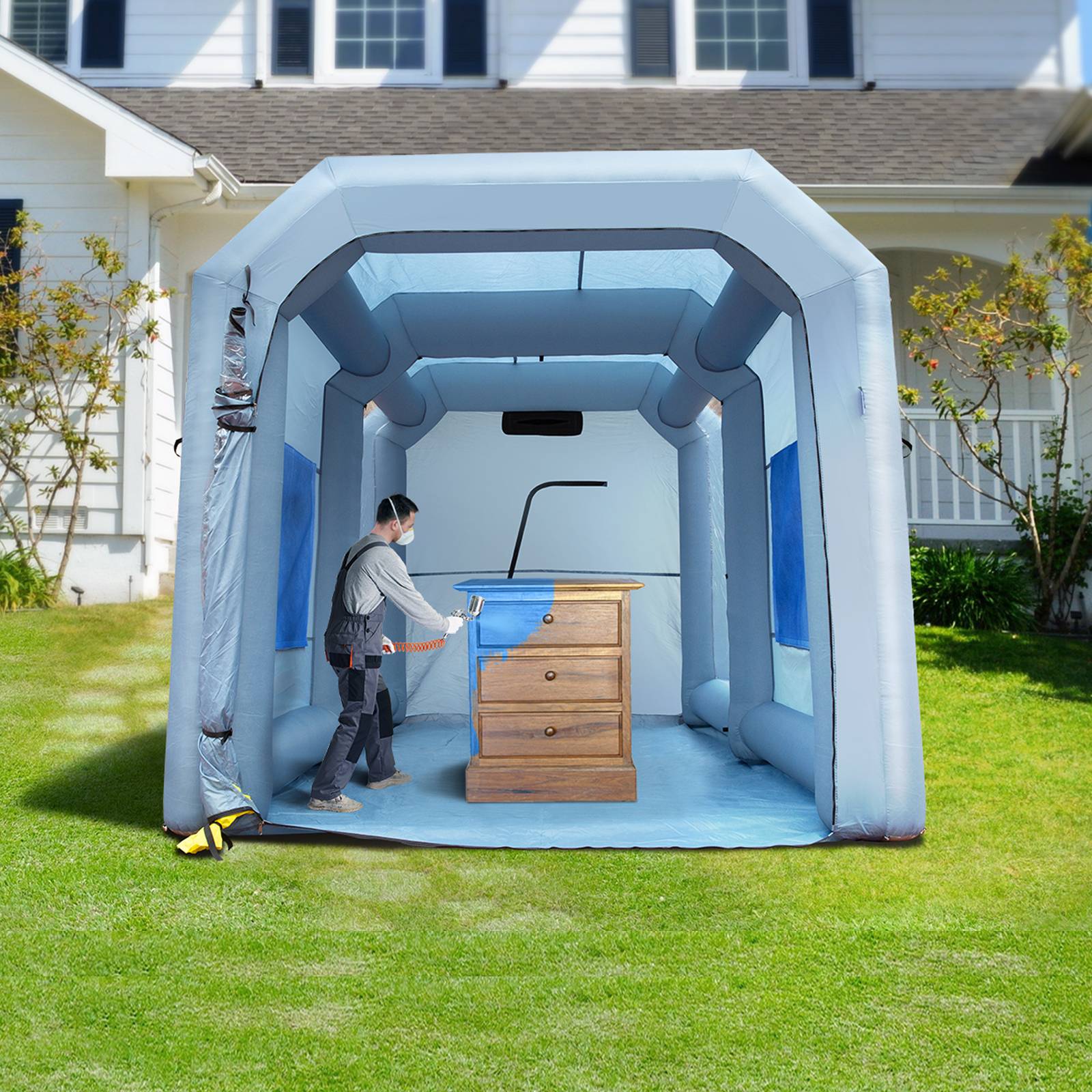 Vevor - VEVOR Cabine peinture gonflable 4x2.95x2.75m, Oxford 210D, souffleur 950W, filtration, atelier. - Image 8