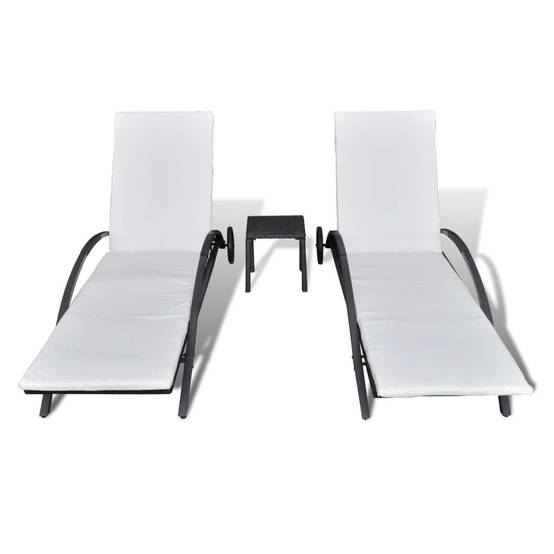 Lot 2 Lits de Soleil Rotin Table Carrée Noir – ComfortXL Outdoor Living - Image 3