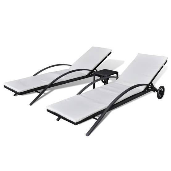 Lot 2 Lits de Soleil Rotin Table Carrée Noir – ComfortXL Outdoor Living - Image 2