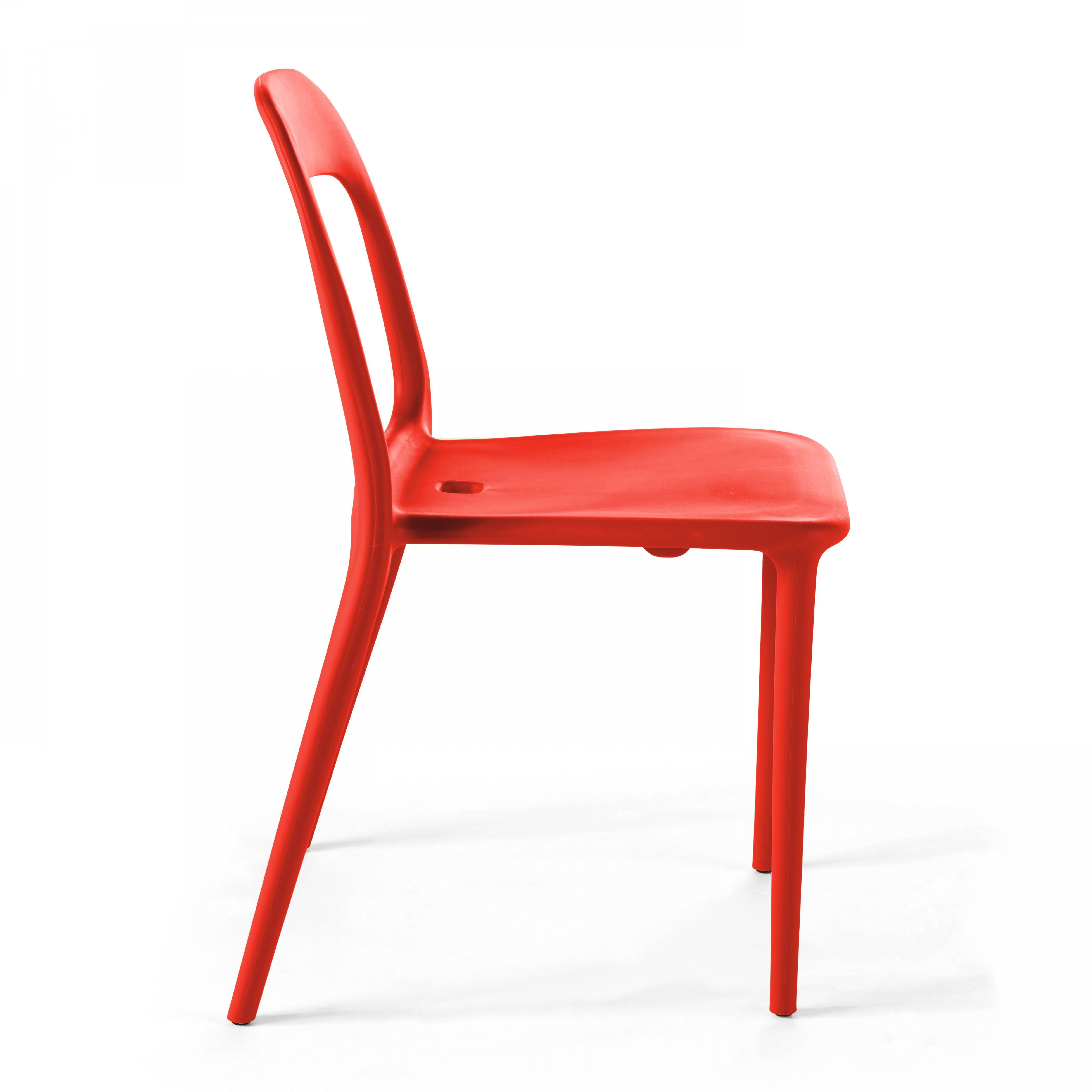 Oviala - Chaise en plastique de jardin rouge Milan - Oviala - Imagen 4