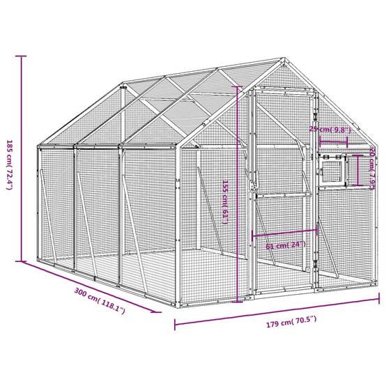 Cage Oiseaux Aluminium Longue Résistante Anthracite 179x300cm - ComfortXL Outdoor Living - Image 7