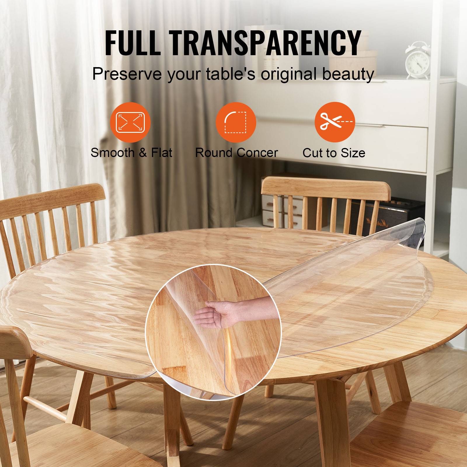 VEVOR Nappe Ronde Transparente Film de Table en PVC 123 cm Protection de Table - Image 5