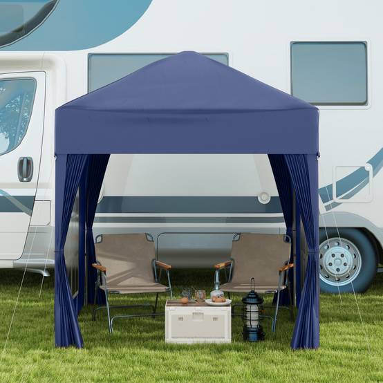 Tonnelle pliante acier tissu Oxford pour extérieur abri anti-UV 2x2m bleu - ComfortXL Outdoor Living - Image 10
