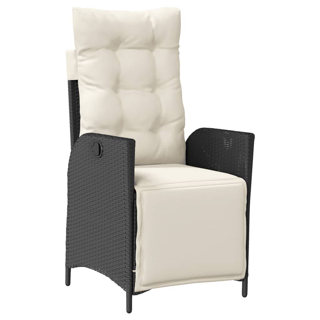 Fauteuil Relax de Jardin Résine Tressée avec Repose-pieds Intégré et Coussin Noir – ComfortXL Outdoor Living - Image 2