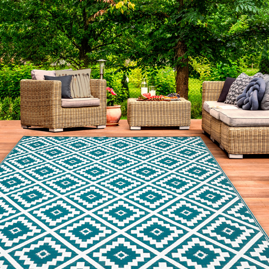 Tapis extérieur BAHAMAS bleu canard 270 x 370 CM - Image 1