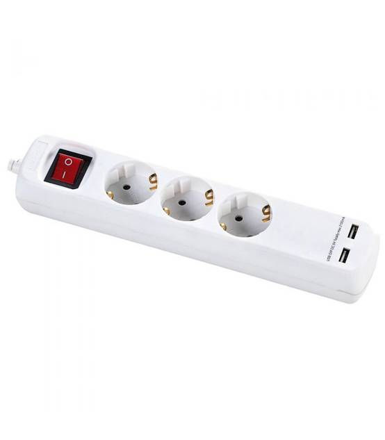 Multiprise avec interrupteur 5 fiches et 2 ports usb, câble 3x1,5 1,4 mètre alyco ALYCO 199435 - Image 1