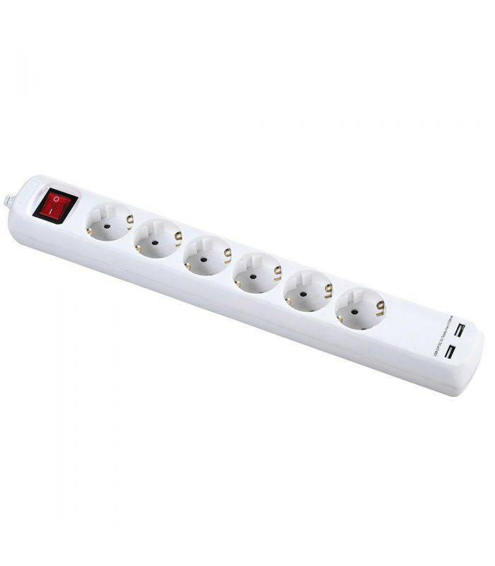 Multiprise avec interrupteur 5 fiches et 2 ports usb, câble 3x1,5 1,4 mètre alyco ALYCO 199435 - Image 2