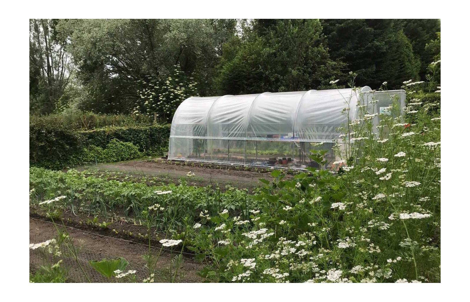 Serre tunnel de jardin - 24m² - 3 x 8 m - pieds arrondis - polyéthylène haute densité - 2 portes pivotantes - LES SERRES TONNEAU - Image 1