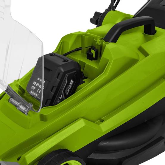 Tondeuse à gazon 20V - 2 Batteries lithium 2.0Ah Chargeur double Bac 30L Gazon 300m2 VITO - Imagen 2