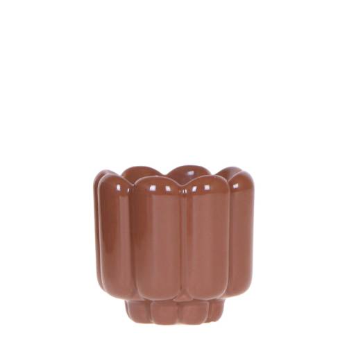 Cache-pot céramique brillant - allure rétro chic - Pot de 6cm - brun - Image 1