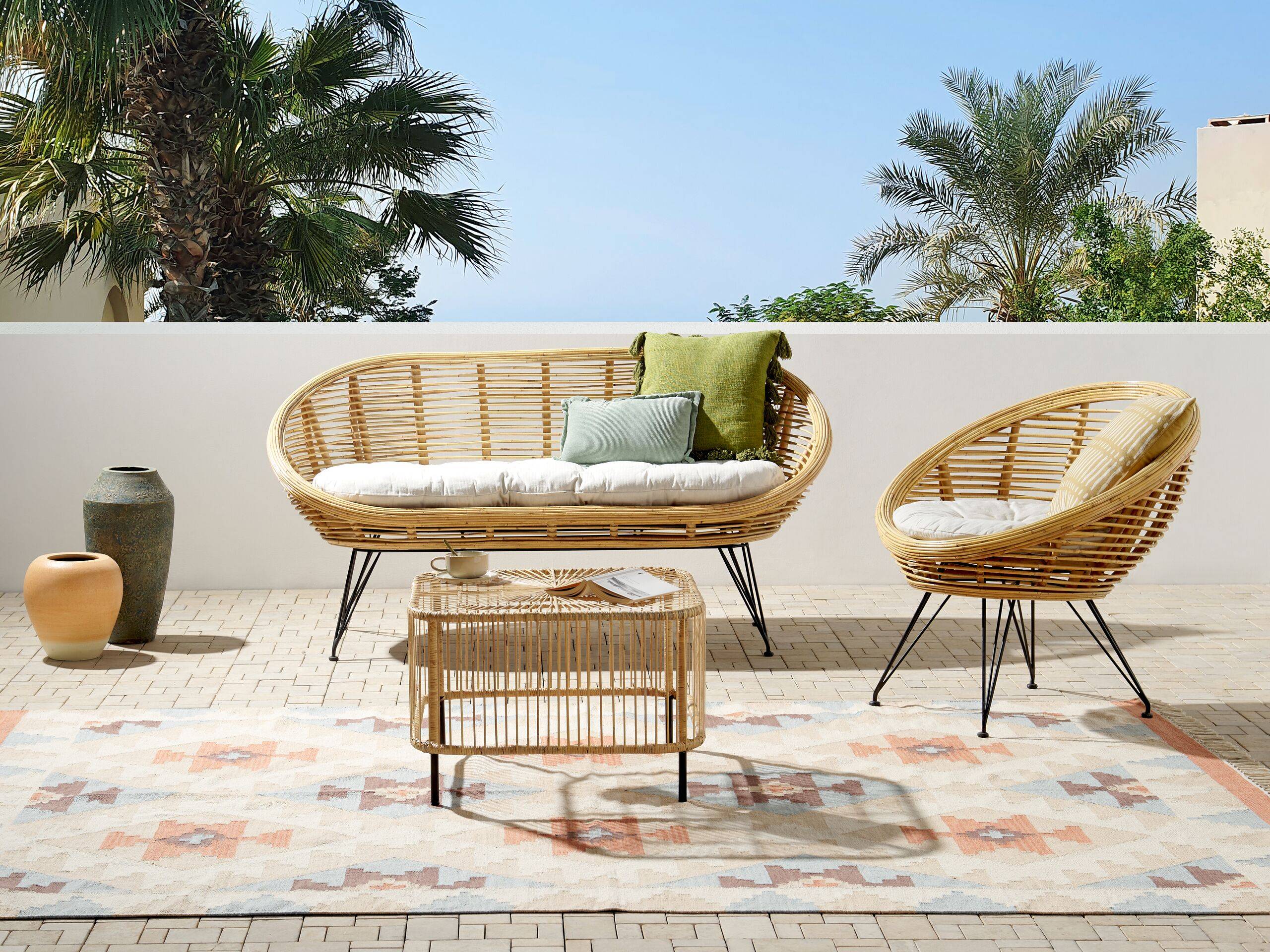 Beliani - Set de jardin, 3 Personnes Rotin Naturel MARATEA/CESENATICO - Beliani - Imagen 1