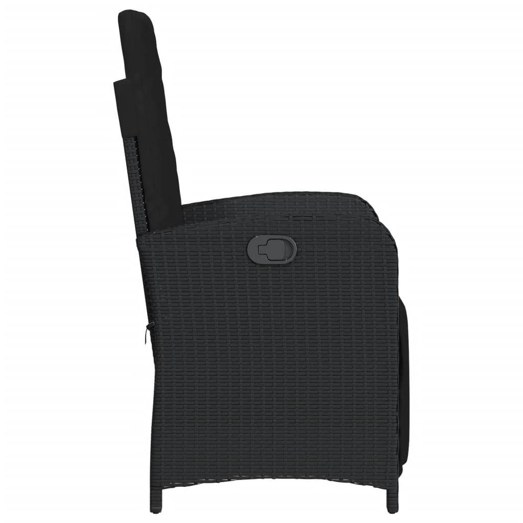 Chaise de jardin inclinable - Chaise d'extérieur - Fauteuil d'extérieur et repose-pied noir résine tressée - MEUBLE PRO - Image 5