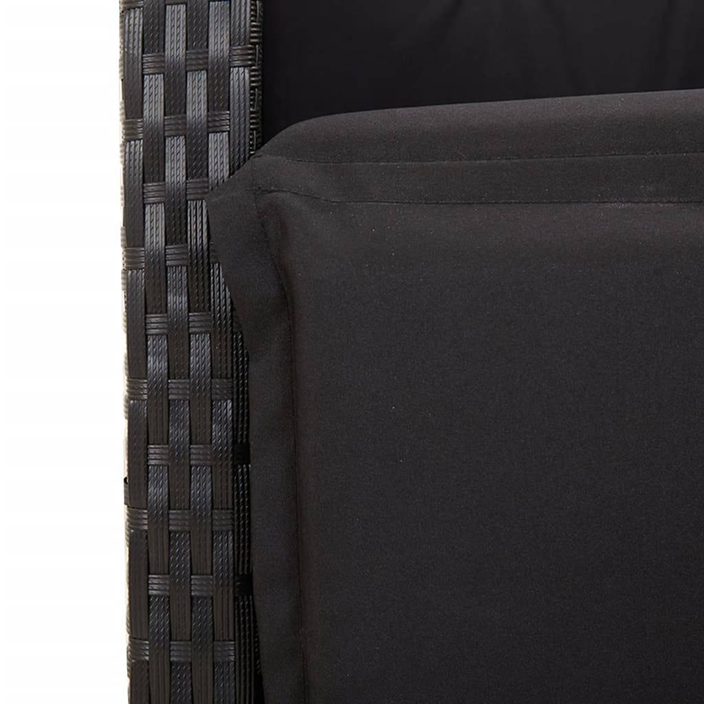 Chaise de jardin inclinable - Chaise d'extérieur - Fauteuil d'extérieur et repose-pied noir résine tressée - MEUBLE PRO - Image 9