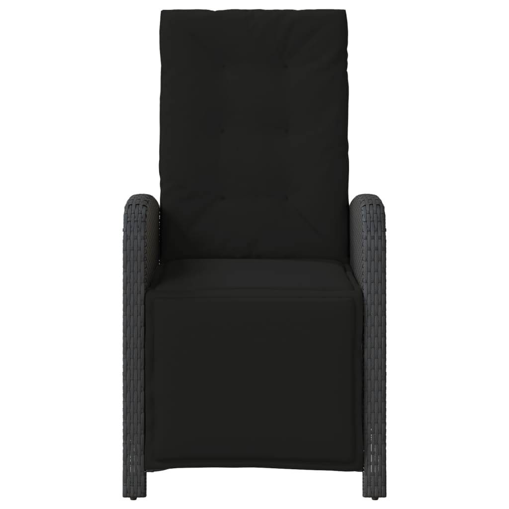 Chaise de jardin inclinable - Chaise d'extérieur - Fauteuil d'extérieur et repose-pied noir résine tressée - MEUBLE PRO - Image 4