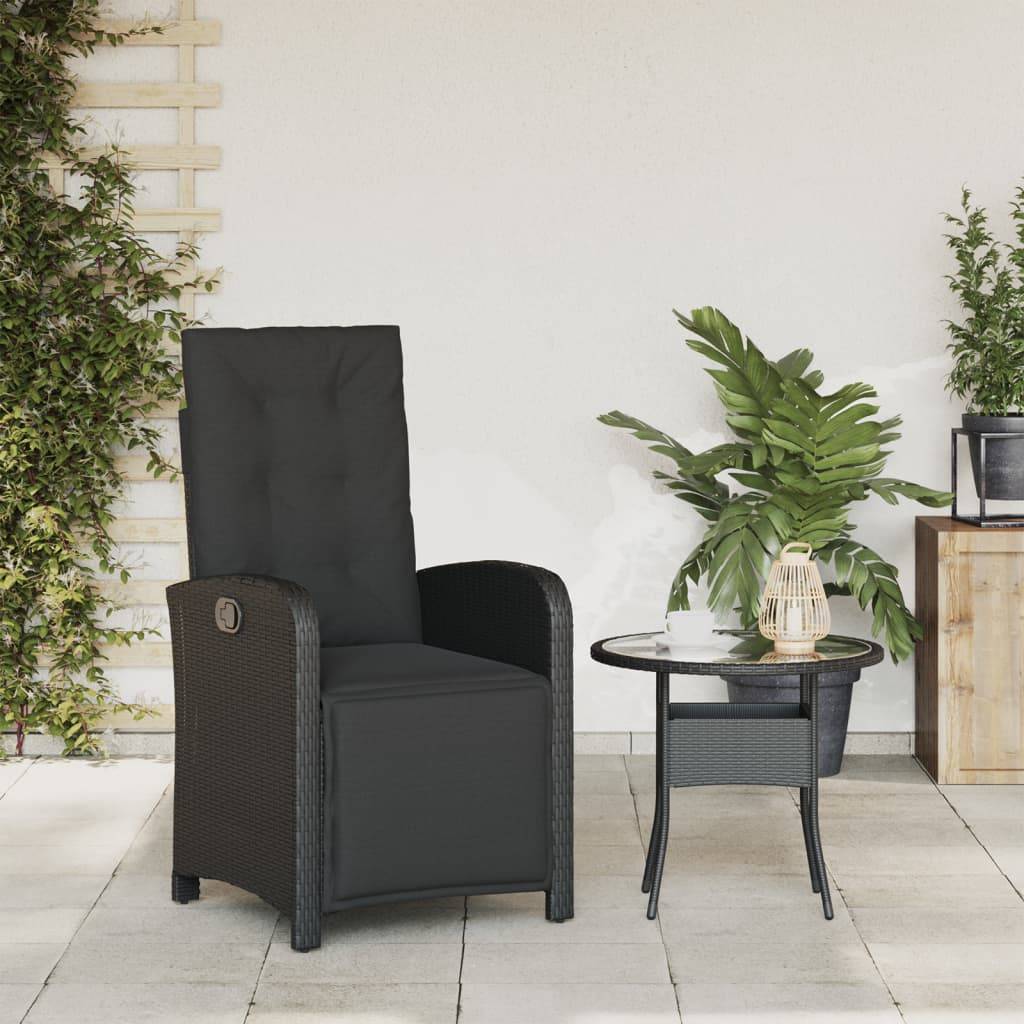 Chaise de jardin inclinable - Chaise d'extérieur - Fauteuil d'extérieur et repose-pied noir résine tressée - MEUBLE PRO - Image 3
