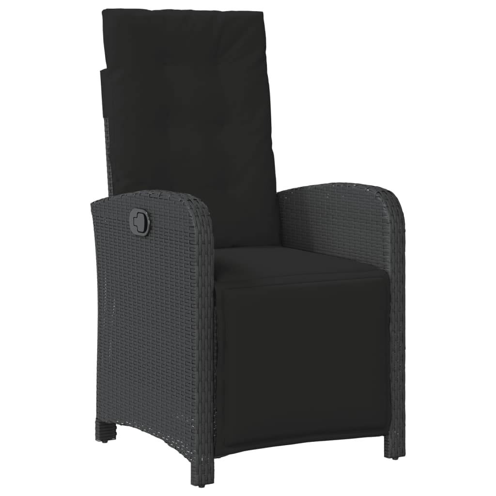 Chaise de jardin inclinable - Chaise d'extérieur - Fauteuil d'extérieur et repose-pied noir résine tressée - MEUBLE PRO - Image 1